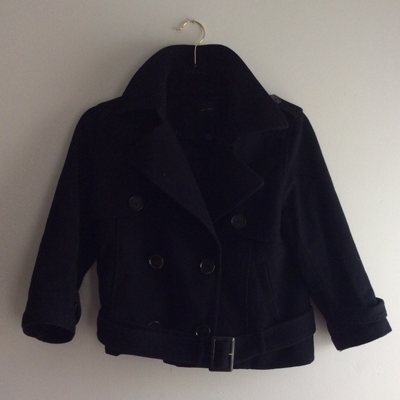Black cropped pea coat with convertible sleeves - Picture 7 of 10